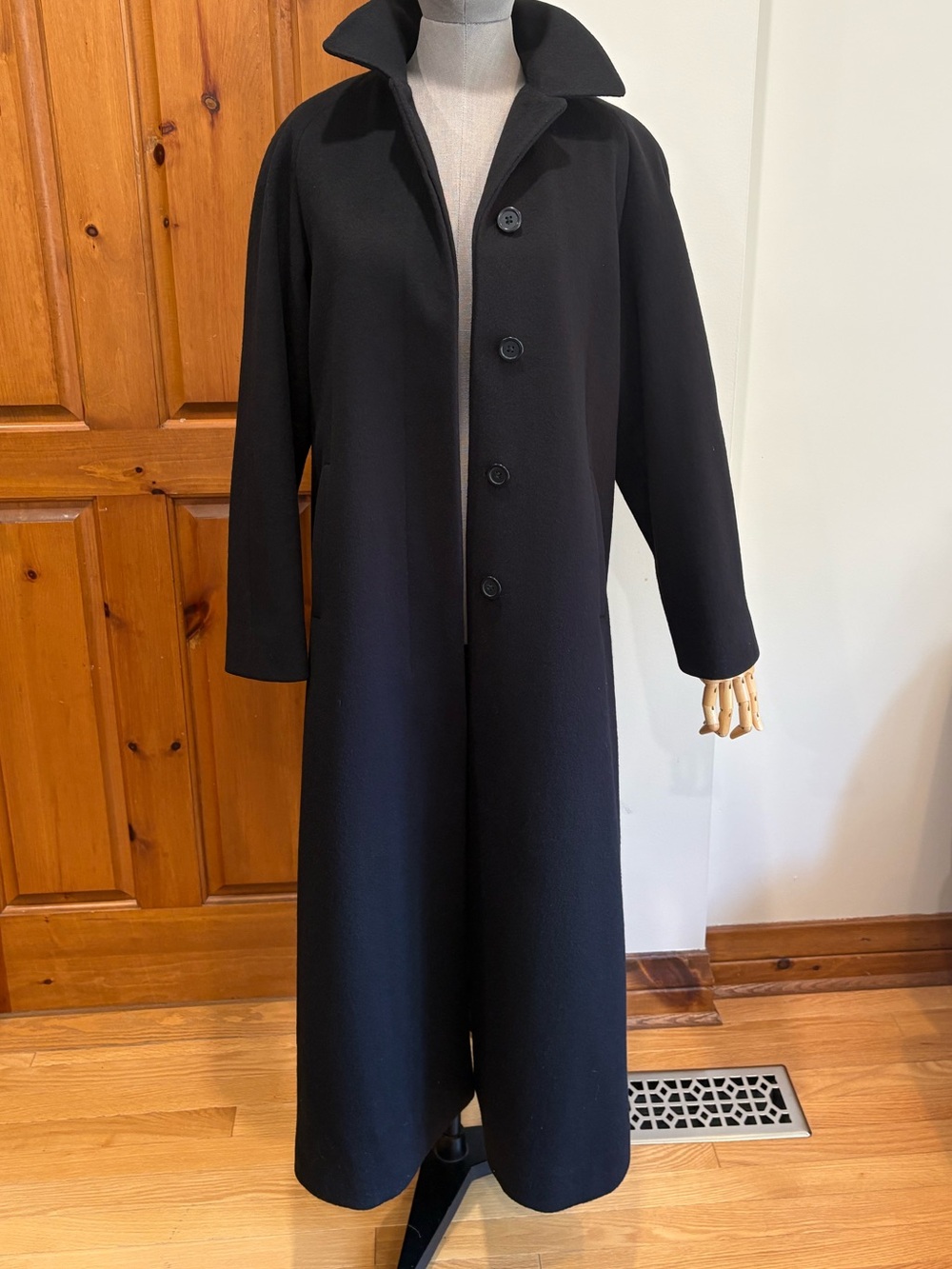 Vintage Calvin Klein Minimalist Black Trench Coat, Wool blend